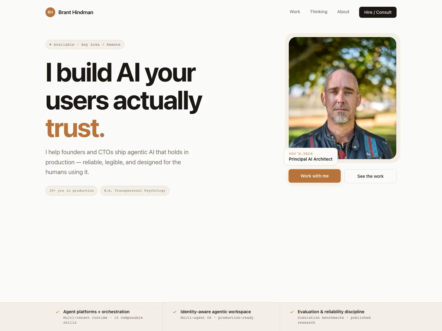 Brant Hindman website screenshot - built by TheGoodSite.co